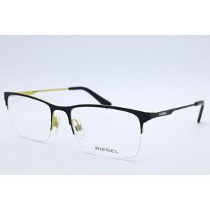 Diesel DL 5347 002 Rectangle Black With Mustard Eyeglasses Clear Lenses 55mm